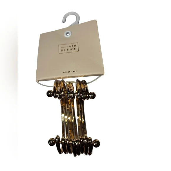 14th & Union Gold-Tone Hammered Cuff Bracelet, 2.5" Wide, NWT - Picture 2 of 7